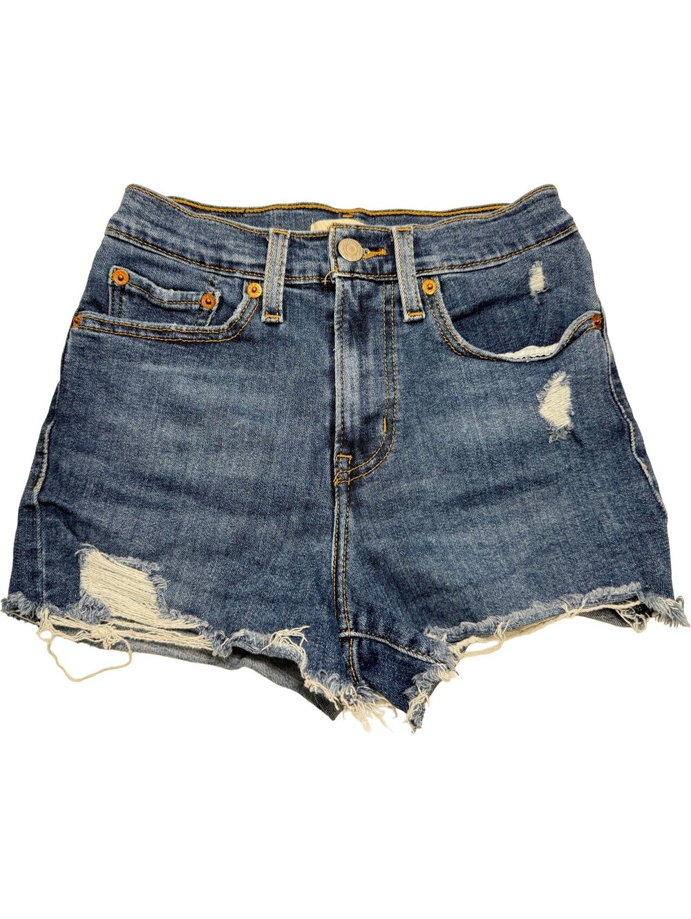 Levi's High Rise Jean Shorts Womens Size 24 Denim Cut Off Stretch Medium Blue